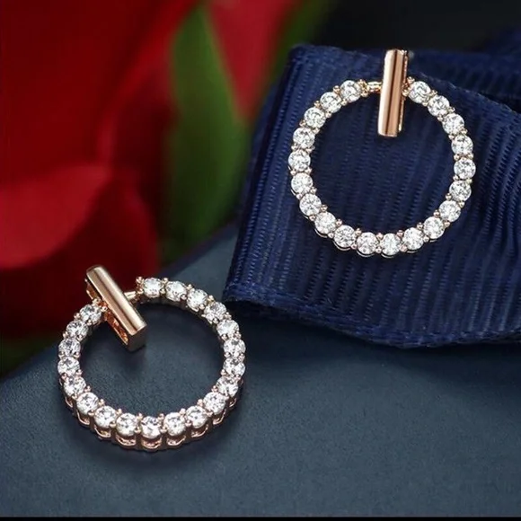 ✨NEW✨925 Sterling silver loop Earrings with Crystal Rhinestone for women